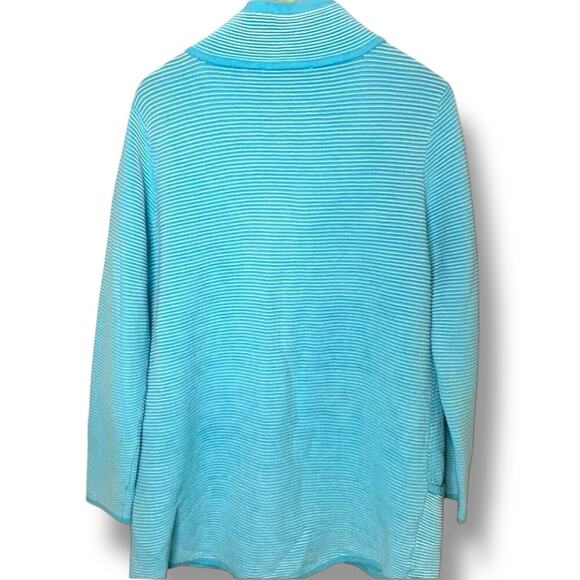 Soft Surroundings Jacket Womens Sz Large Full Zip Striped Leisure Blue Sky Knit - Picture 4 of 9